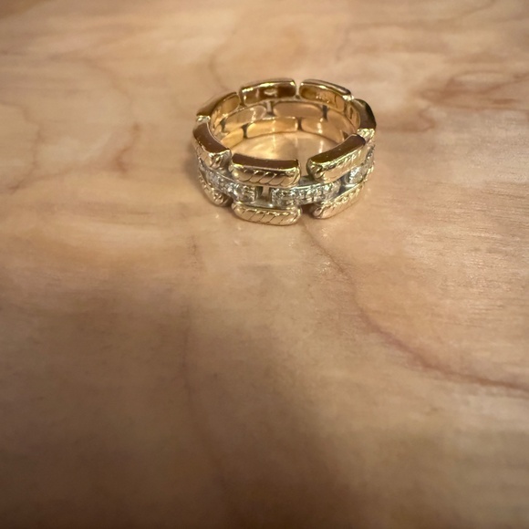 David Yurman Gatelin 18k Yellow Gold Pave Diamond Link Wedding Ring - Picture 5 of 8